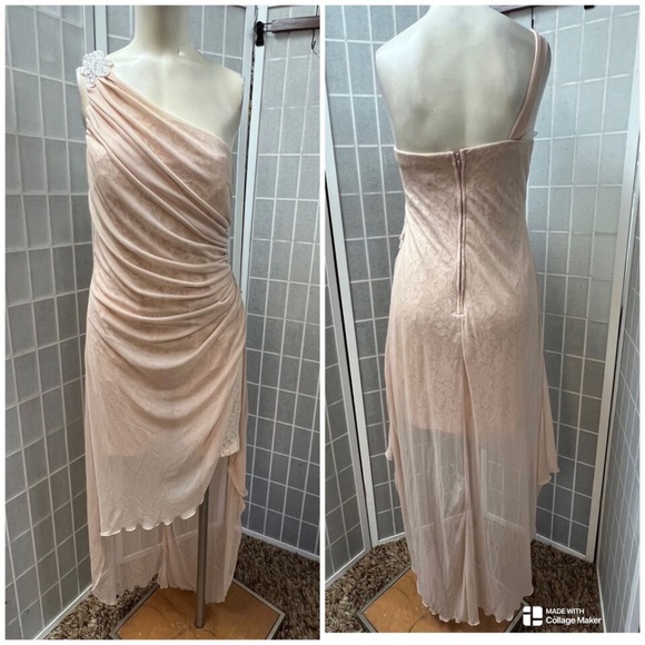 City Triangle,Woman,Cocktail Dress,peach,Sz 14,Long,asymmetrical, crystals.! - Picture 1 of 16